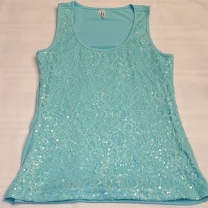 Women's Studio Y Sequin & Lace Tank Top Size Small